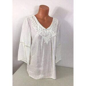Bellambra Linen Shirt Tunic Embroidered Made in Italy Womens Medium